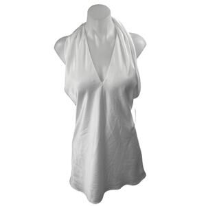 NEW Show Me Your Mumu White Silk Satin Halter Open Back Mini Slip Dress Size XS